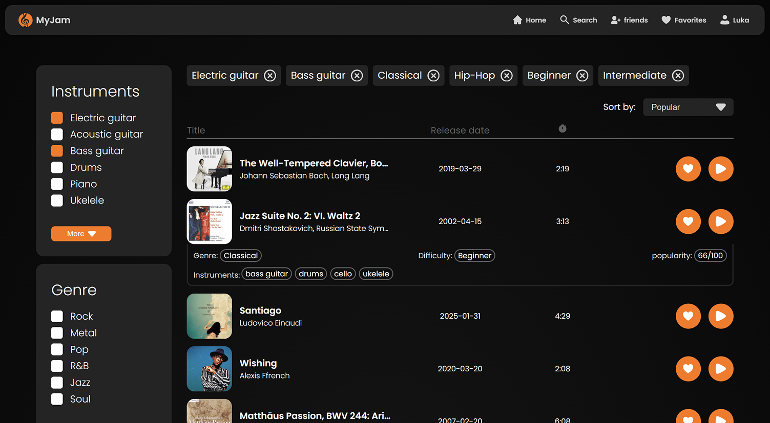 MyJam platform overzicht